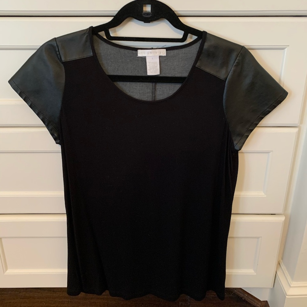 Black Faux Leather Tee